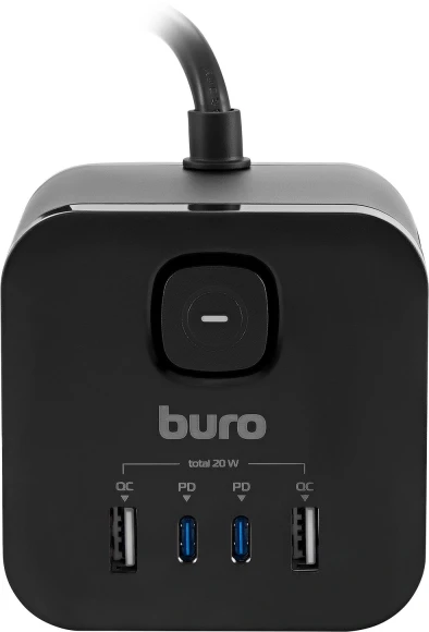 Сетевой удлинитель Buro BU-PC3.1UС-Plus-B 1.5м (3 розетки) черный (коробка)