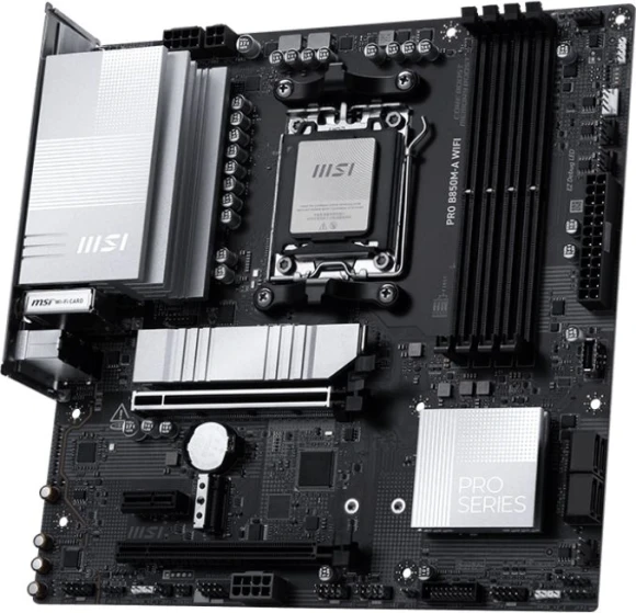 Материнская плата MSI PRO B850M-A WIFI Socket AM5 AMD B850 4xDDR5 mATX AC`97 8ch(7.1) 5Gigabit RAID+HDMI+DP
