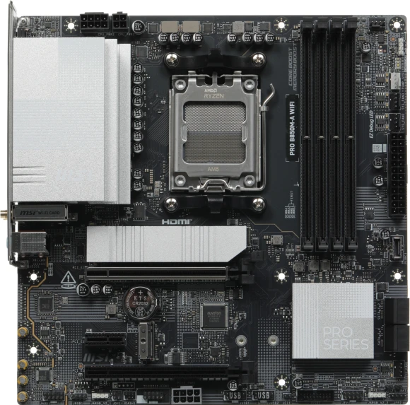 Материнская плата MSI PRO B850M-A WIFI Socket AM5 AMD B850 4xDDR5 mATX AC`97 8ch(7.1) 5Gigabit RAID+HDMI+DP