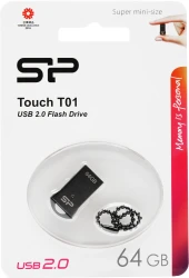 Флеш Диск Silicon Power 64Gb Touch T01 SP064GBUF2T01V1K USB2.0 черный/серебристый Флеш Диск Silicon Power 64Gb Touch T01 SP064GBUF2T01V1K USB2.0 черный/серебристый