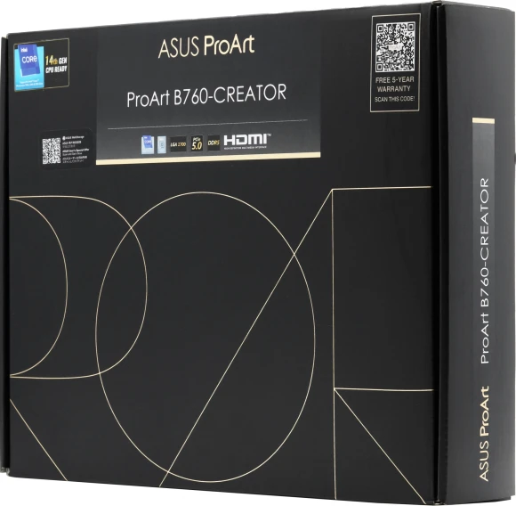 Материнская плата Asus PROART B760-CREATOR Soc-1700 Intel B760 4xDDR5 ATX AC`97 8ch(7.1) 1 x 2.5Gigabit + Gigabit Ethernet RAID+HDMI+DP