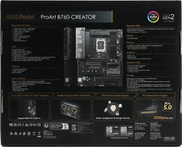 Материнская плата Asus PROART B760-CREATOR Soc-1700 Intel B760 4xDDR5 ATX AC`97 8ch(7.1) 1 x 2.5Gigabit + Gigabit Ethernet RAID+HDMI+DP Материнская плата Asus PROART B760-CREATOR Soc-1700 Intel B760 4xDDR5 ATX AC`97 8ch(7.1) 1 x 2.5Gigabit + Gigabit Ethernet RAID+HDMI+DP