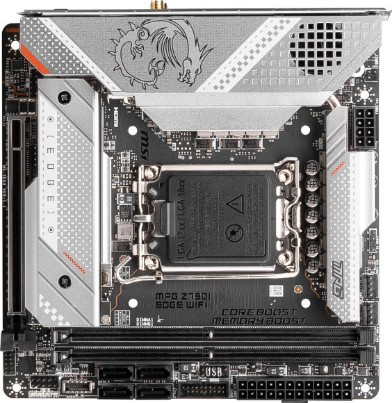 Материнская плата MSI MPG Z790I EDGE WIFI Soc-1700 Intel Z790 2xDDR5 mini-ITX AC`97 8ch(7.1) 2.5Gg RAID+HDMI+DP