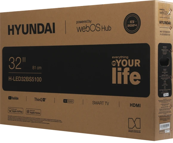 Телевизор LED Hyundai 32" H-LED32BS5100 WebOS Frameless Metal черный/серый HD 60Hz DVB-T DVB-T2 DVB-C DVB-S DVB-S2 USB WiFi Smart TV Телевизор LED Hyundai 32" H-LED32BS5100 WebOS Frameless Metal черный/серый HD 60Hz DVB-T DVB-T2 DVB-C DVB-S DVB-S2 USB WiFi Smart TV
