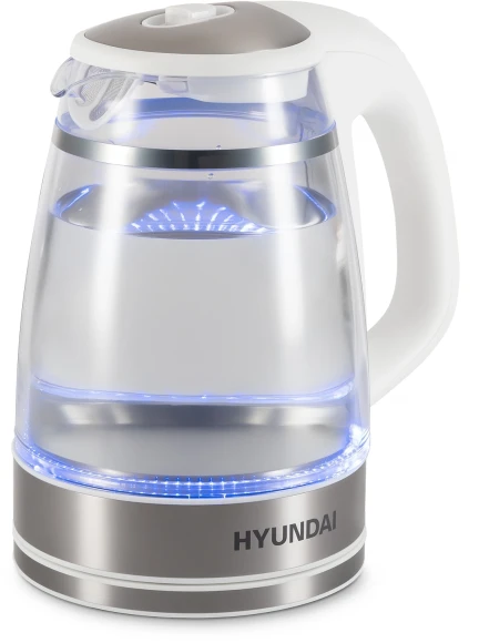 Чайник электрический Hyundai HYK-G3506 1.7л. 2200Вт белый/серебристый корпус: стекло