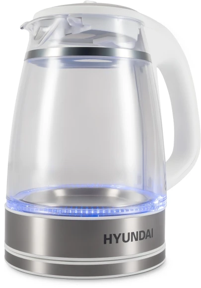 Чайник электрический Hyundai HYK-G3506 1.7л. 2200Вт белый/серебристый корпус: стекло