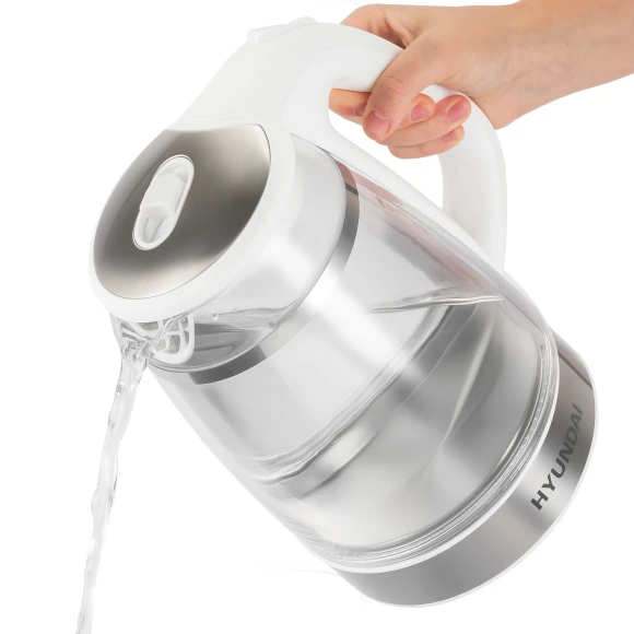 Чайник электрический Hyundai HYK-G3506 1.7л. 2200Вт белый/серебристый корпус: стекло