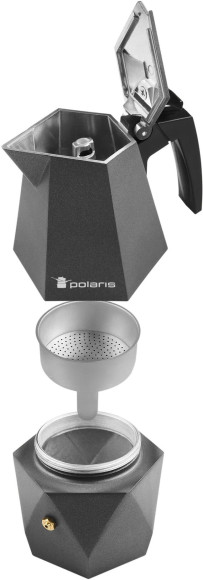 Кофеварка Polaris Kontur-4C алюминий серый (015182) Кофеварка Polaris Kontur-4C алюминий серый (015182)