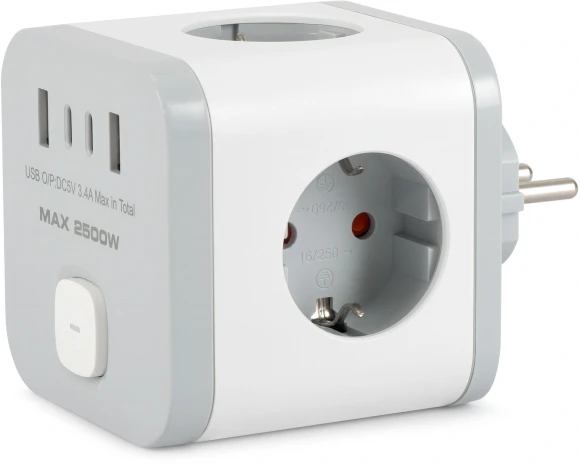 Сетевой разветвитель Buro BU-PW3UC-W (3 розетки) белый (коробка)