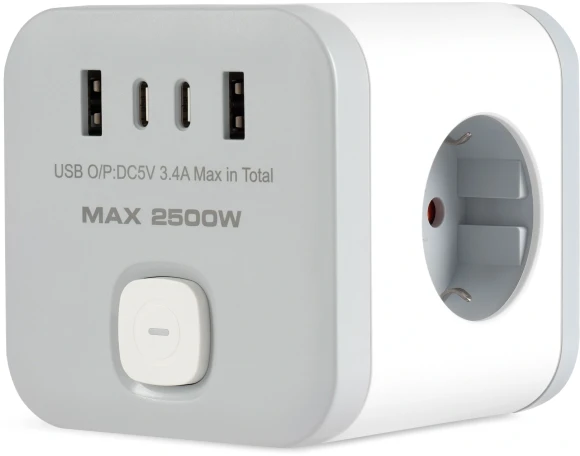 Сетевой разветвитель Buro BU-PW3UC-W (3 розетки) белый (коробка)