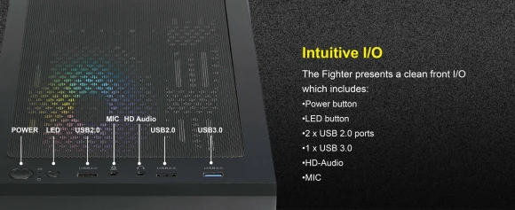 Корпус Azza Fighter черный без БП ATX 4x120mm 2x140mm 2xUSB2.0 1xUSB3.0 audio bott PSU Корпус Azza Fighter черный без БП ATX 4x120mm 2x140mm 2xUSB2.0 1xUSB3.0 audio bott PSU