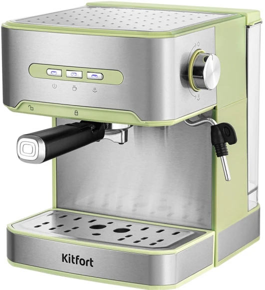 Кофеварка рожковая Kitfort КТ-7442 850Вт зеленый/нержавеющая сталь Кофеварка рожковая Kitfort КТ-7442 850Вт зеленый/нержавеющая сталь