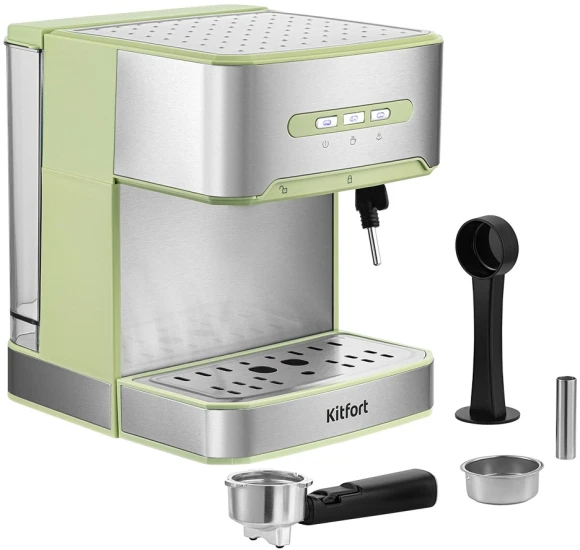Кофеварка рожковая Kitfort КТ-7442 850Вт зеленый/нержавеющая сталь Кофеварка рожковая Kitfort КТ-7442 850Вт зеленый/нержавеющая сталь