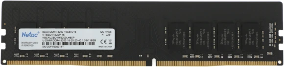 Память DDR4 16Gb 3200MHz Netac NTBSD4P32SP-16 Basic RTL PC4-25600 CL16 DIMM 288-pin 1.35В single rank Ret Память DDR4 16Gb 3200MHz Netac NTBSD4P32SP-16 Basic RTL PC4-25600 CL16 DIMM 288-pin 1.35В single rank Ret