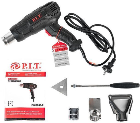 Технический фен P.I.T. PHG 2000-D 2000Вт темп.350/600С (PHG2000-D)