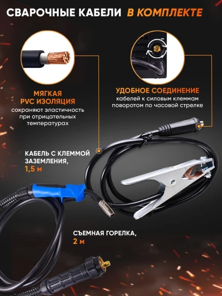 Сварочный полуавтомат Вихрь ИСА-180 MIG PRO инвертор MIG-MAG/FCAW/MMA/Lift TIG 4.8кВт