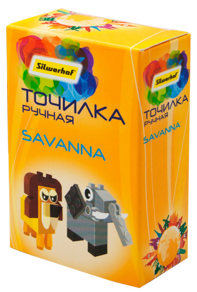 Точилка для карандашей ручная Silwerhof Savanna Солнечная коллекция 1 отверстие пластик ассорти коробка