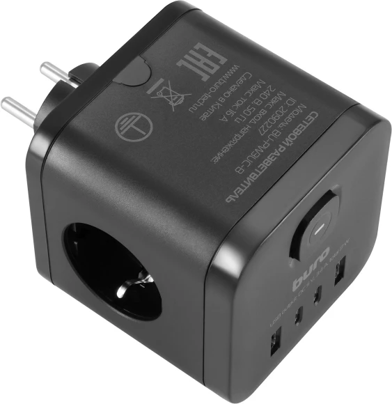 Сетевой разветвитель Buro BU-PW3UC-B (3 розетки) черный (коробка)