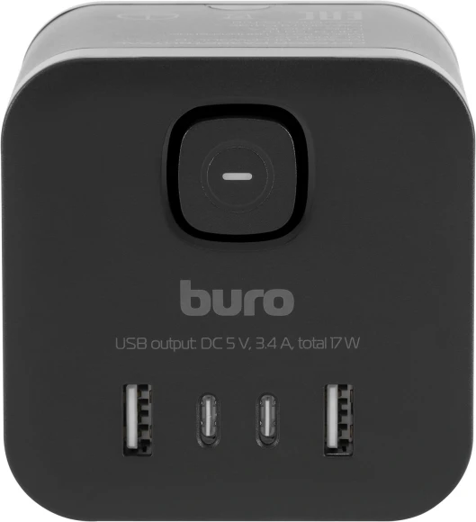Сетевой разветвитель Buro BU-PW3UC-B (3 розетки) черный (коробка)