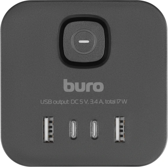 Сетевой разветвитель Buro BU-PW3UC-B (3 розетки) черный (коробка)