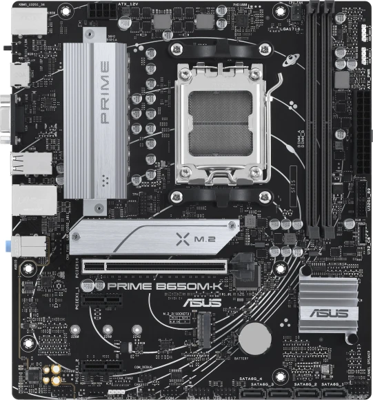Материнская плата Asus PRIME B650M-K Socket AM5 AMD B650 2xDDR5 mATX AC`97 8ch(7.1) 2.5Gg RAID+VGA+HDMI
