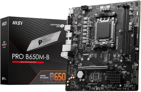 Материнская плата MSI PRO B650M-B Socket AM5 AMD B650 2xDDR5 mATX AC`97 8ch(7.1) 2.5Gg RAID+VGA+HDMI