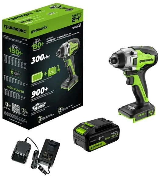 Винтоверт Greenworks ID3170 аккум. патрон:шестигр.1/4" (3804907CUC)