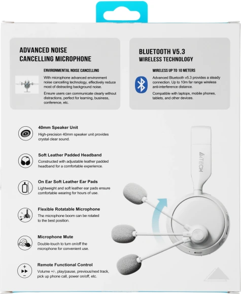 Наушники с микрофоном A4Tech BH230 белый/серый мониторные BT оголовье (BH230 WHITE)