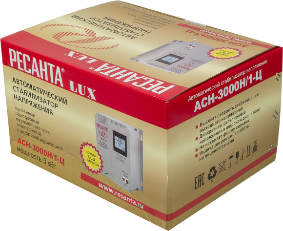 Стабилизатор напряжения Ресанта АСН-3000Н/1-Ц 3кВА однофазный серый (63/6/21)