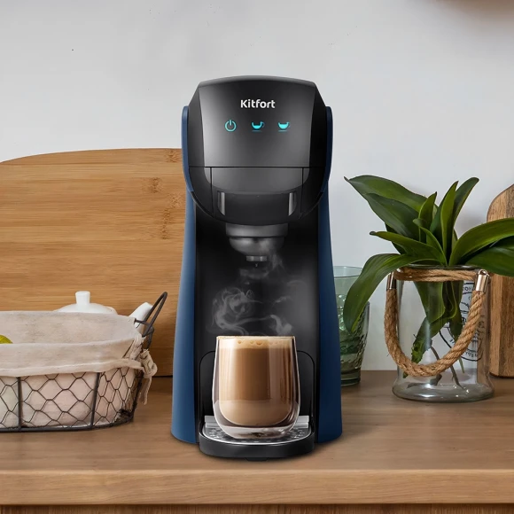 Кофемашина Kitfort КТ-7462 1450Вт синий/черный Кофемашина Kitfort КТ-7462 1450Вт синий/черный
