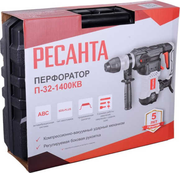 Перфоратор Ресанта П-32-1400КВ патрон:SDS-plus уд.:5.2Дж 1400Вт (кейс в комплекте) Перфоратор Ресанта П-32-1400КВ патрон:SDS-plus уд.:5.2Дж 1400Вт (кейс в комплекте)