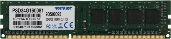 Память DDR3 4Gb 1600MHz Patriot PSD34G160081 RTL PC3-12800 CL11 DIMM 240-pin 1.5В single rank Ret Память DDR3 4Gb 1600MHz Patriot PSD34G160081 RTL PC3-12800 CL11 DIMM 240-pin 1.5В single rank Ret