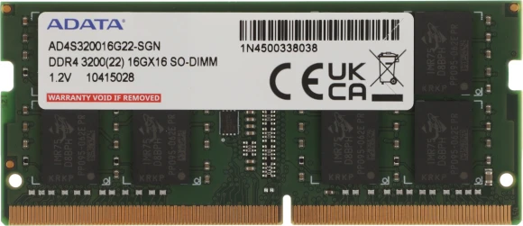 Память DDR4 16Gb 3200MHz A-Data AD4S320016G22-SGN RTL PC4-25600 CL22 SO-DIMM 260-pin 1.2В single rank Ret Память DDR4 16Gb 3200MHz A-Data AD4S320016G22-SGN RTL PC4-25600 CL22 SO-DIMM 260-pin 1.2В single rank Ret
