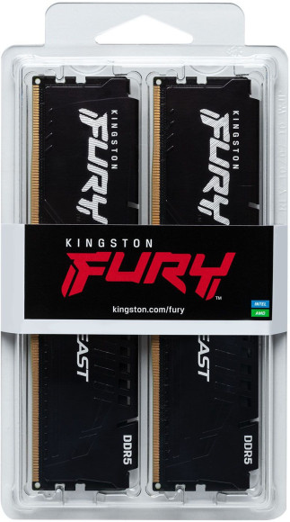 Память DDR5 2x32GB 6000MHz Kingston KF560C36BBEK2-64 Fury Beast Black Expo RTL Gaming PC5-48000 CL36 DIMM 288-pin 1.35В kit single rank с радиатором Ret