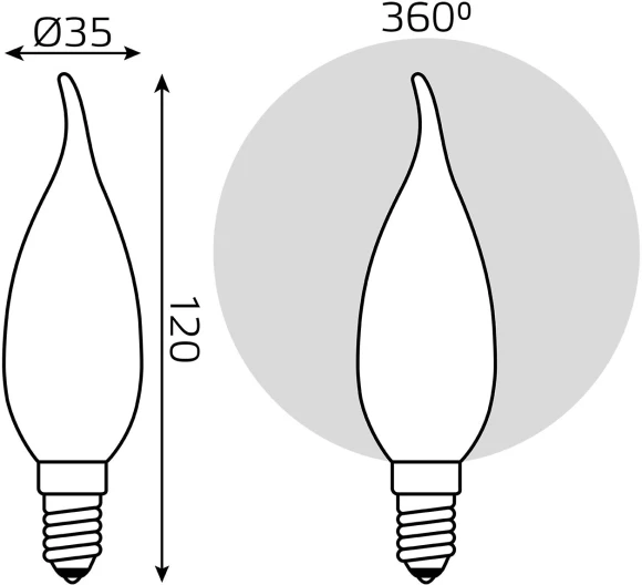Лампа филам. Gauss Filament 5Вт цок.:E14 свеча 220B св.свеч.бел.нейт. (упак.:1шт) (104201205)