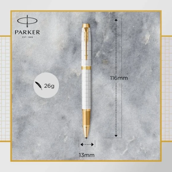 Ручка роллер Parker IM Premium T318 (2143646) Pearl GT F черн. черн. подар.кор.