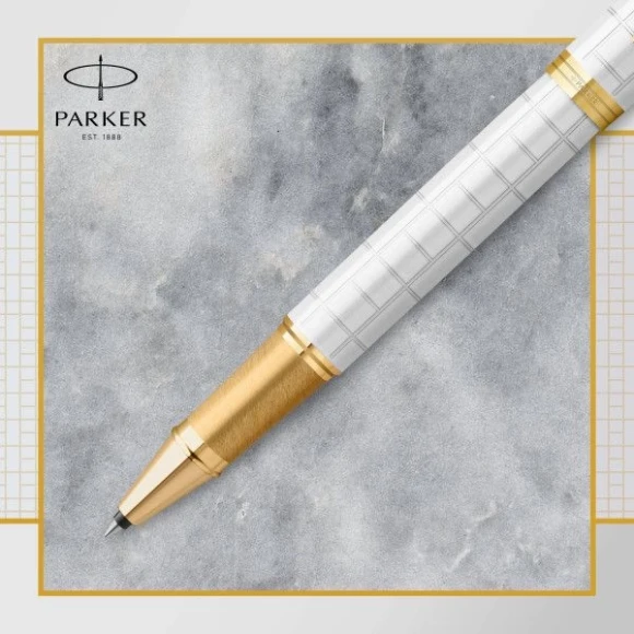 Ручка роллер Parker IM Premium T318 (2143646) Pearl GT F черн. черн. подар.кор.