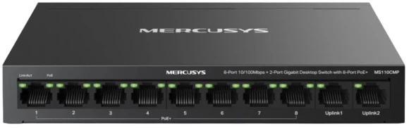 Коммутатор Mercusys MS110GMP (L2) 10x1Гбит/с 8PoE+ 111W неуправляемый