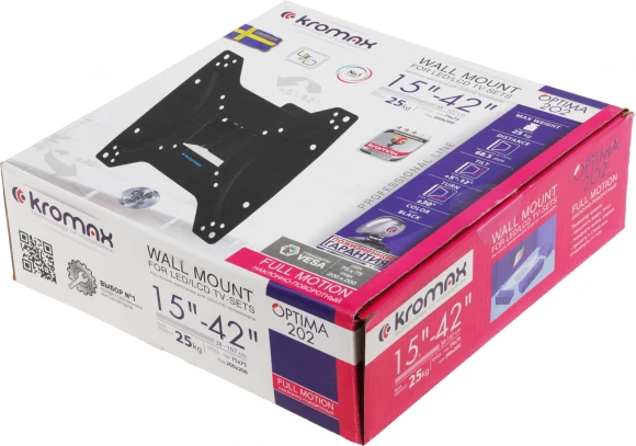 Кронштейн для телевизора Kromax OPTIMA-202 черный 15"-42" макс.25кг настенный наклон