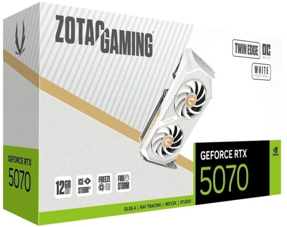 Видеокарта Zotac PCI-E 5.0 RTX 5070 Twin Edge OC White NVIDIA GeForce RTX 5070 12Gb 192bit GDDR7 2542/28000 HDMIx1 DPx3 HDCP Ret