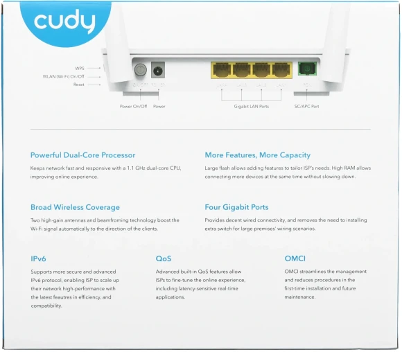Роутер беспроводной Cudy GP1200 AC1200 100/1000/10000BASE-T/xPON белый Роутер беспроводной Cudy GP1200 AC1200 100/1000/10000BASE-T/xPON белый
