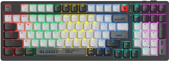 Клавиатура A4Tech Bloody WS98 механическая черный/серый USB беспроводная BT/Radio Multimedia for gamer LED (WS98) Клавиатура A4Tech Bloody WS98 механическая черный/серый USB беспроводная BT/Radio Multimedia for gamer LED (WS98)