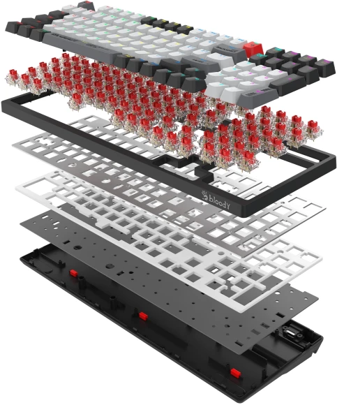 Клавиатура A4Tech Bloody WS98 механическая черный/серый USB беспроводная BT/Radio Multimedia for gamer LED (WS98) Клавиатура A4Tech Bloody WS98 механическая черный/серый USB беспроводная BT/Radio Multimedia for gamer LED (WS98)