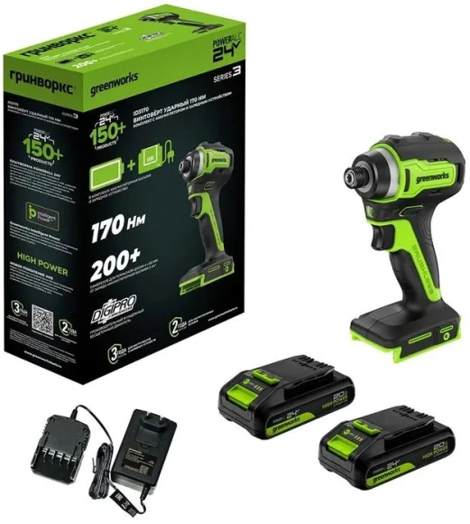 Винтоверт Greenworks ID3170 аккум. патрон:шестигр.1/4" (3804907CUA)