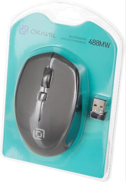 Мышь Оклик 488MW черный/серый оптическая 1600dpi беспров. USB для ноутбука 4but (1196571)