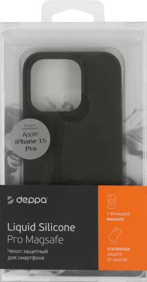 Чехол (клип-кейс) Deppa для Apple iPhone 15 Pro Liquid Silicone with MagSafe серый Чехол (клип-кейс) Deppa для Apple iPhone 15 Pro Liquid Silicone with MagSafe серый