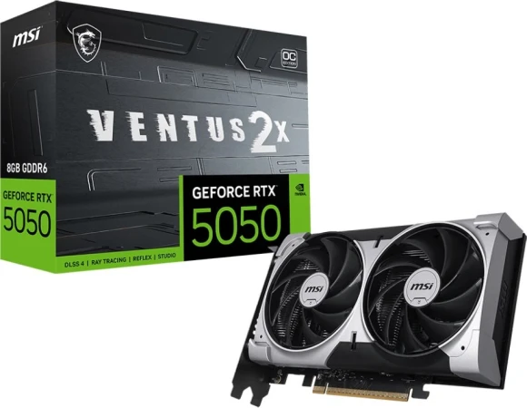 Видеокарта MSI PCI-E 5.0 RTX 5050 8G VENTUS 2X OC NVIDIA GeForce RTX 5050 8Gb 128bit GDDR6 2602/20000 HDMIx1 DPx3 HDCP Ret