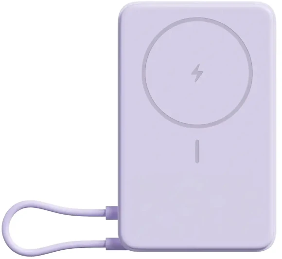 Мобильный аккумулятор Xiaomi Magnetic BHR08PAGL 10000mAh QC3.0/PD3.0 33W 3A USB-C беспров.зар. фиолетовый