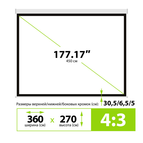 Экран Cactus 177" 270x360см MotoExpert CS-PSME-360x270-WT 4:3 настенно-потолочный рулонный белый (моторизованный привод)