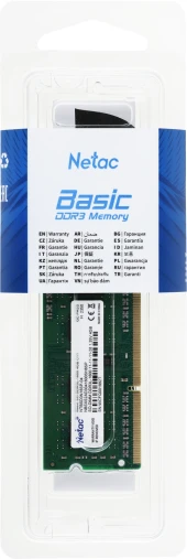 Память DDR3L 4Gb 1600MHz Netac NTBSD3N16SP-04 Basic RTL PC3-12800 CL11 SO-DIMM 204-pin 1.35В single rank Ret